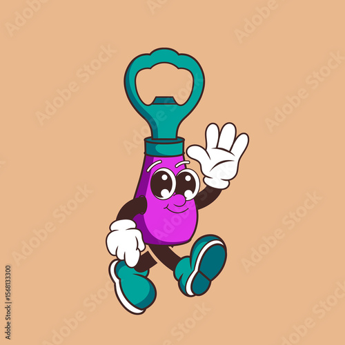 Retro character design of friendly bottle opener