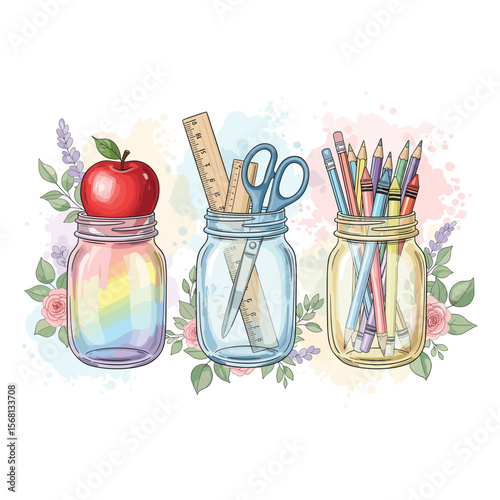Watercolor Sublimation School Jar