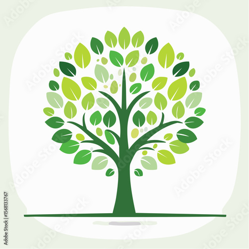 Green Tree with Lush Leaves Illustration