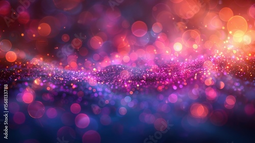 Abstract lights and bokeh with purple and red color scheme on transparent background