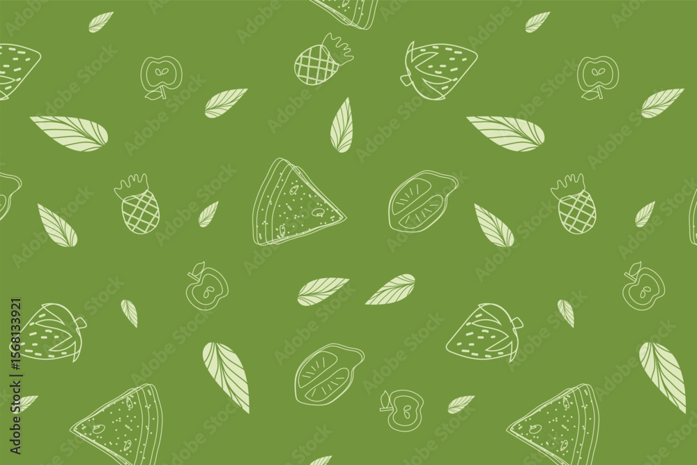 Fruit Line Art Simple fruits Seamless Pattern With Future Background Blend perfect for bold tech wear or party invites