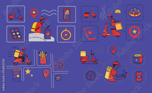 Colorful Food Delivery App Icons for Modern UI Design