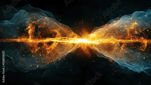 Artistic depiction of nuclear fusion on atomic level
