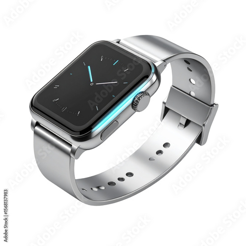 Silver smartwatch isolated on black background modern design technology product image fashion accessory