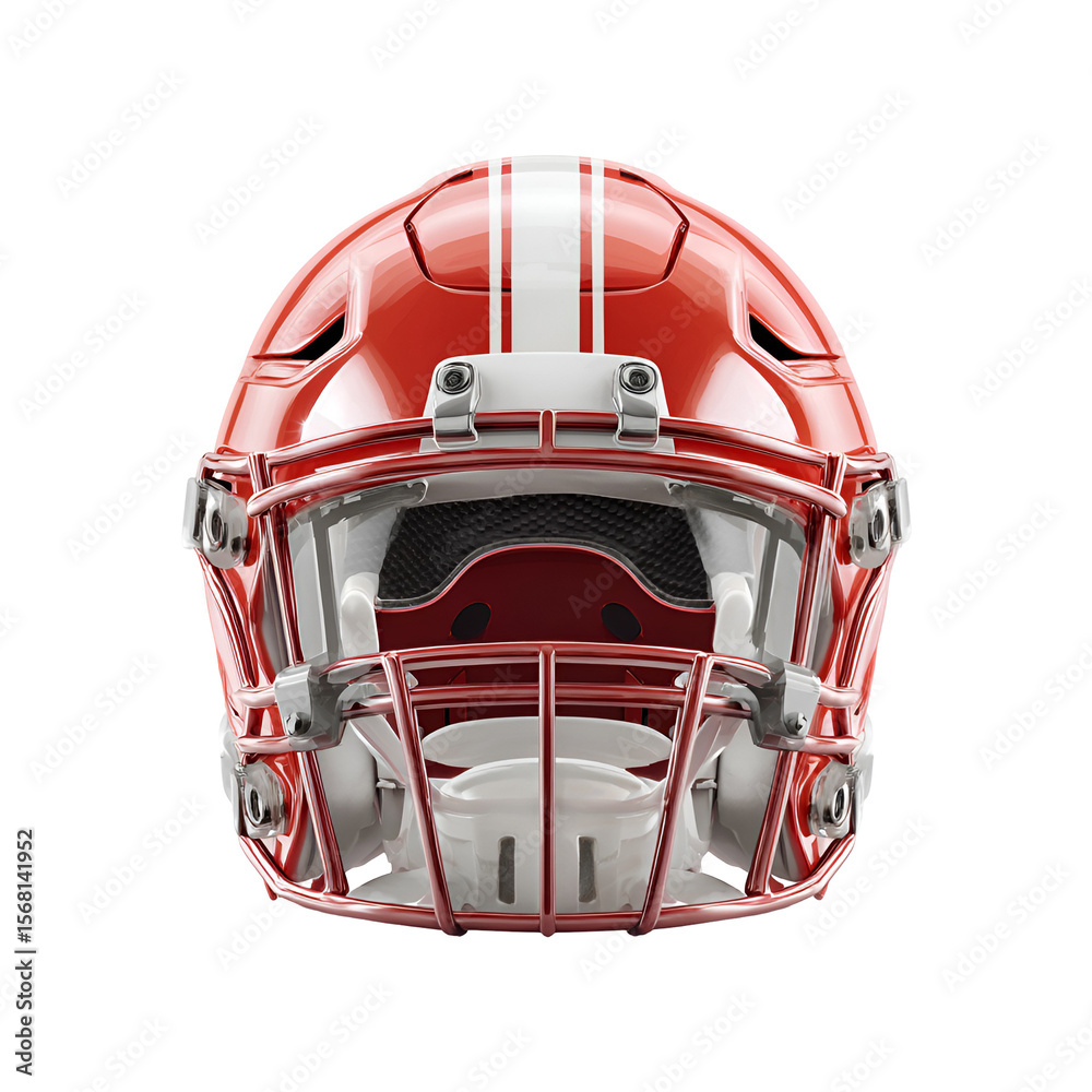 Fototapeta premium Red Football Helmet Front View Sport Equipment Game Day