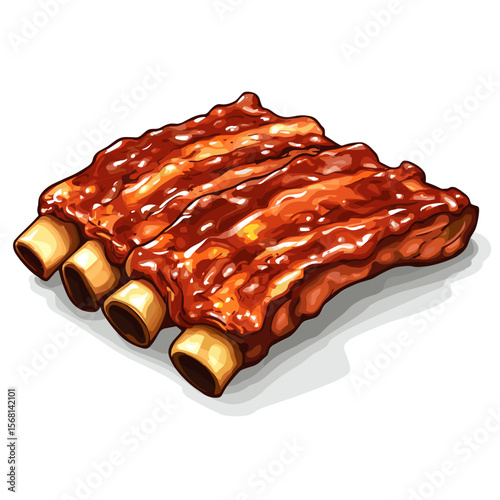 vector drawing fried ribs on white background .Generative AI