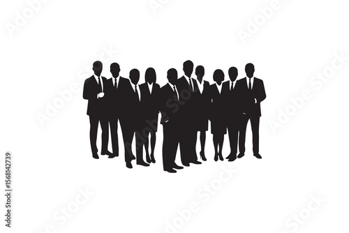 Business Group Silhouette Isolated Art Office Team Silhouette Illustration