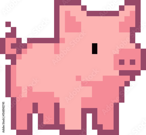 pixel illustration of a pig