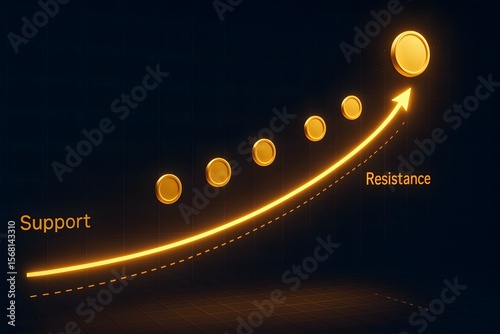 Growth Chart with Support and Resistance Levels