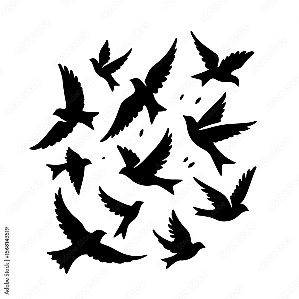 Fototapeta premium Flying Birds Silhouette SVG