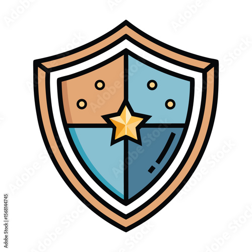 Vintage Shield Icon Set – Protection, Security, and Badge Emblem Symbols
