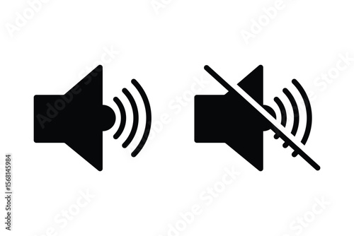 Mute sound icon vector set.  vector illustration eps 10.