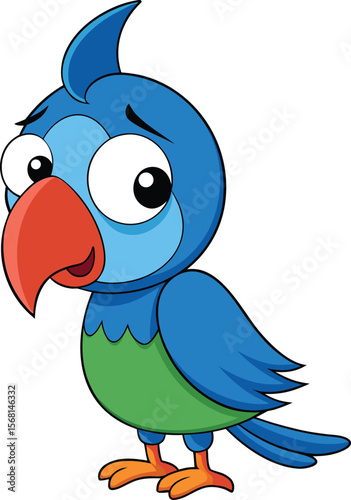 Sad Crying 3D Cartoon Parrot – Cute Bird Character Isolated on White Background