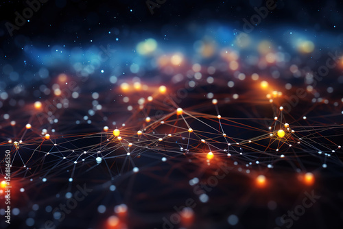 cyberspace filled with particles representing a web of digital data connections