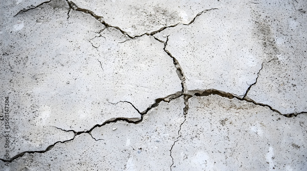 Obraz premium Cracked Texture of Dry Concrete Surface Showing Signs of Damage