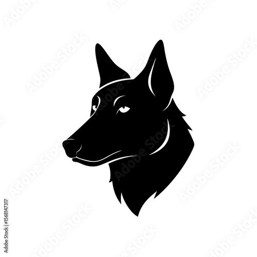 Black silhouette of an australian cattle dog head mascot vector illustration