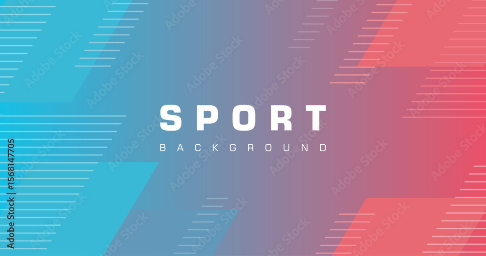 Obraz premium Abstract geometric background. Creative sport background. Blue red background with geometry element. Simple geometric background. 
