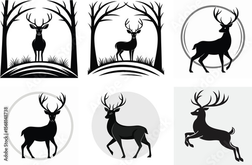 Vector art of deer set bandel 