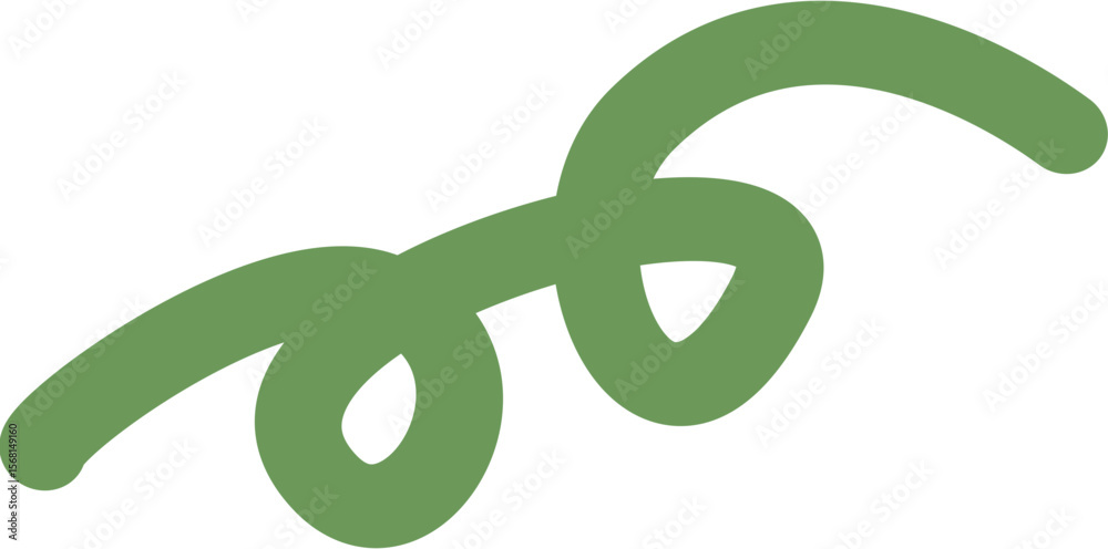 Hand drawn Abstract Green Swirly Stroke Waves Organic Doodle Form