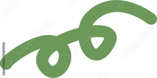 Hand drawn Abstract Green Swirly Stroke Waves Organic Doodle Form