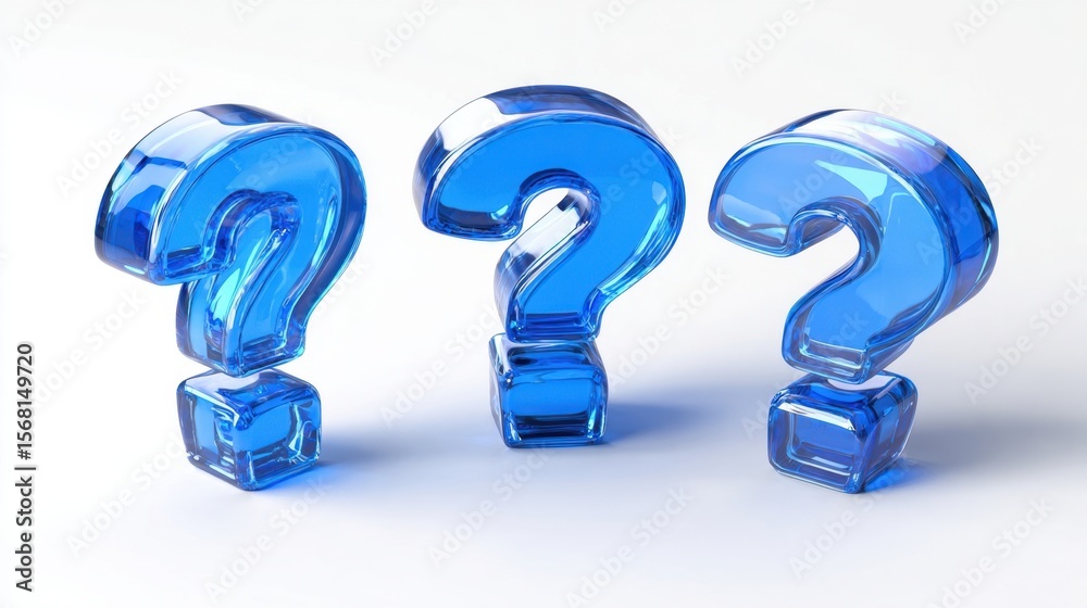 The blue glass question marks representing inquiry and curiosity in design. The blue glass question marks representing inquiry and curiosity in design.