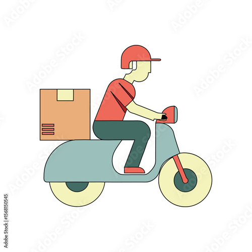 food delivery man on a scooter with food