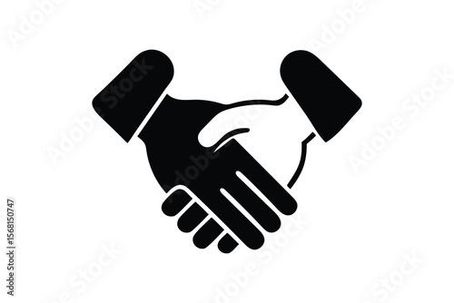 Close up of two hands shaking in agreement and partnership against a white background representing unity and collaboration