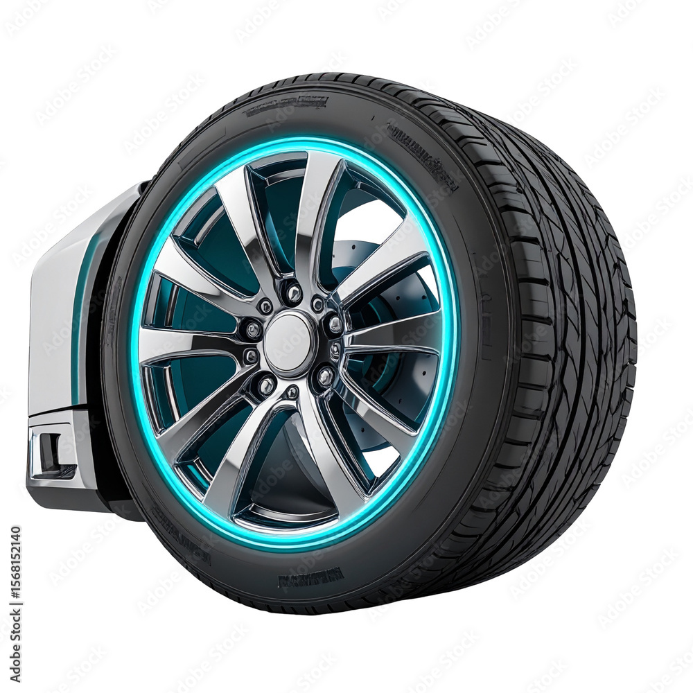 Obraz premium Teal rimmed wheel design technology transportation product