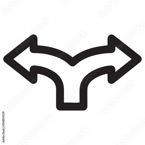 Symbol of a fork in the road with arrows pointing left and right