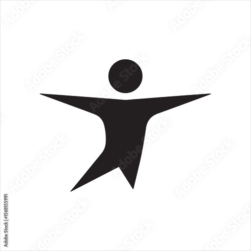 Abstract black silhouette of a person with arms outstretched wide