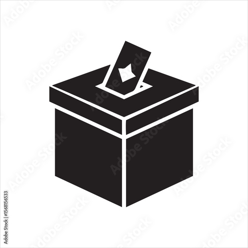 Black ballot box with paper inserted symbolizing voting and democracy