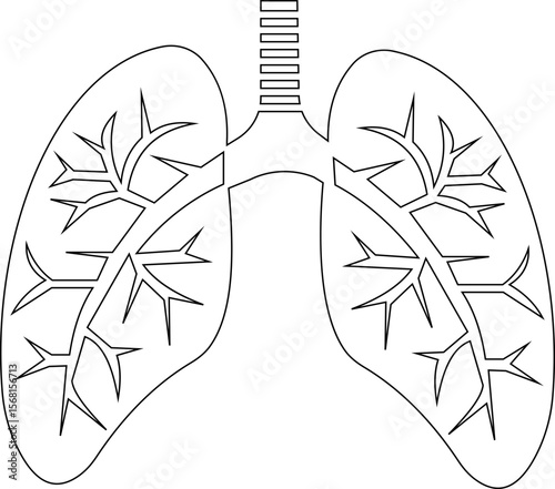 Lungs Icon Design with Editable Stroke. Line, Solid, Flat Line and. Suitable for Web Page, Detailed line vector of human representing respiratory system and health awareness on transparent background