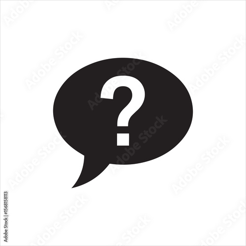 Black speech bubble with white question mark symbolizing inquiry