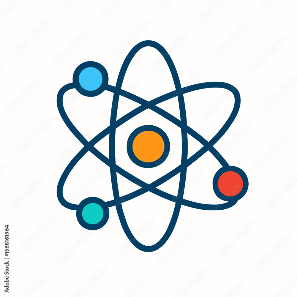 Atomic Structure Icon for Science and Education Atomic Structure Icon for Science and Education