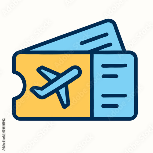 Colorful Airplane Ticket Icon Design