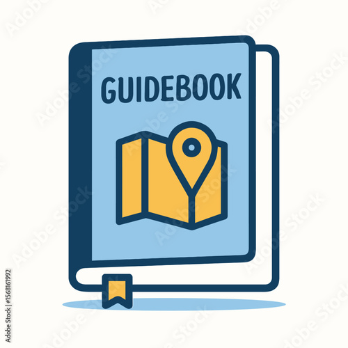 Colorful Guidebook with Map Icon Design