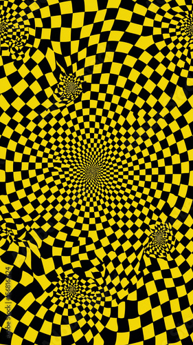 Optical illustration swirling geometric spiral surreal illusion motion.
