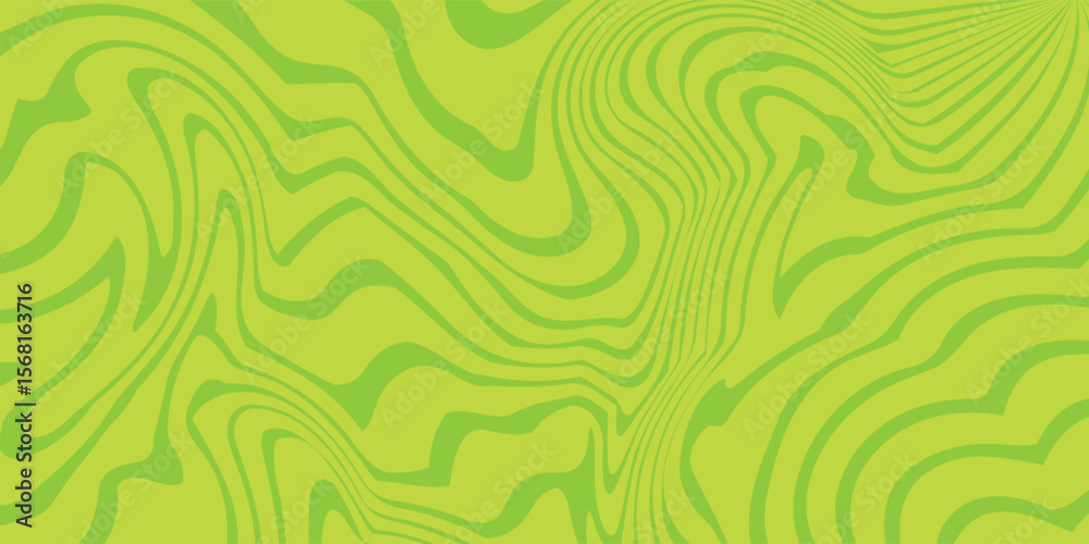 Obraz premium Abstract green background with hypnotic wavy lines pattern. Fresh and natural background