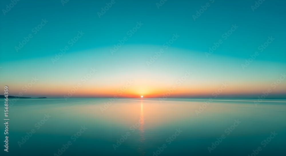 Obraz premium Calm Seas at Dusk: Teal-Turquoise Gradient