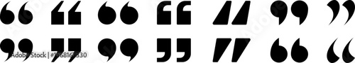 Quote mark icon set, Quotation set, customizable stroke, vector, illustration