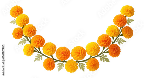 Artificial marigold garland for a festive outdoor event.