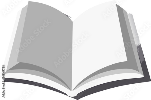 Open Book with Blank Pages and Soft Shadow – Top View Vector