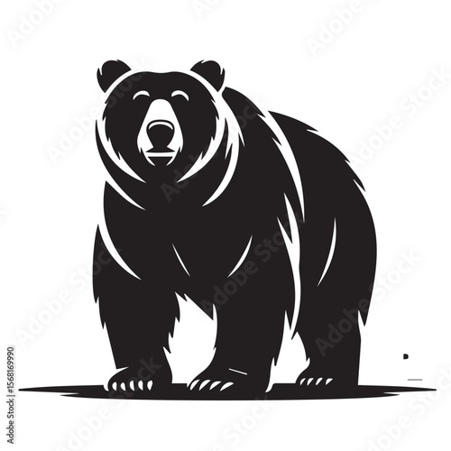Illustration of a black bear standing, isolated on a white background.