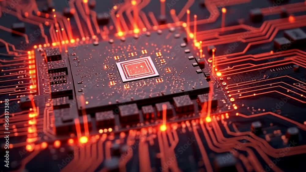 Futuristic Abstract CPU Core Motion Background