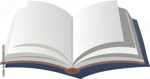 Open Book with Blank Pages and Soft Shadow – Top View Vector