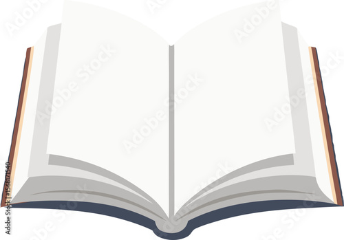Open Book with Blank Pages and Soft Shadow – Top View Vector
