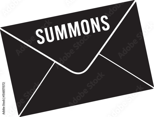 Legal Summons Envelope Silhouette, Official Notice or Document
