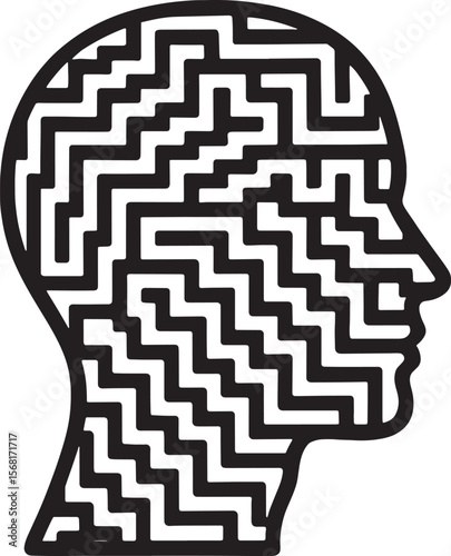 Abstract Maze or Labyrinth Design Silhouette, Puzzle and Challenge