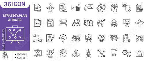 Strategy Plan Tactic Chess Analysis Map Lightboard Editable Icon Set, Strategy, Plan, Analysis, Map, Tactic, Icon