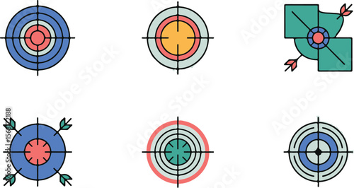 Vector art of collection of target icons for aiming and success isolated on white background